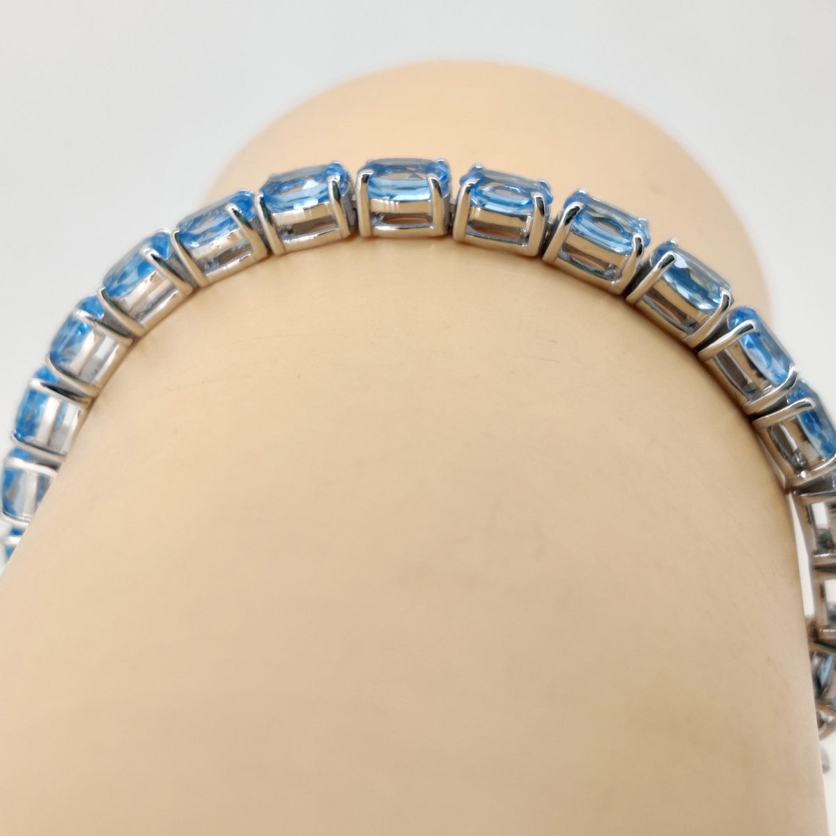 Oval Swiss Blue Topaz Tennis Bracelet, Sterling Silver, December Birthstone