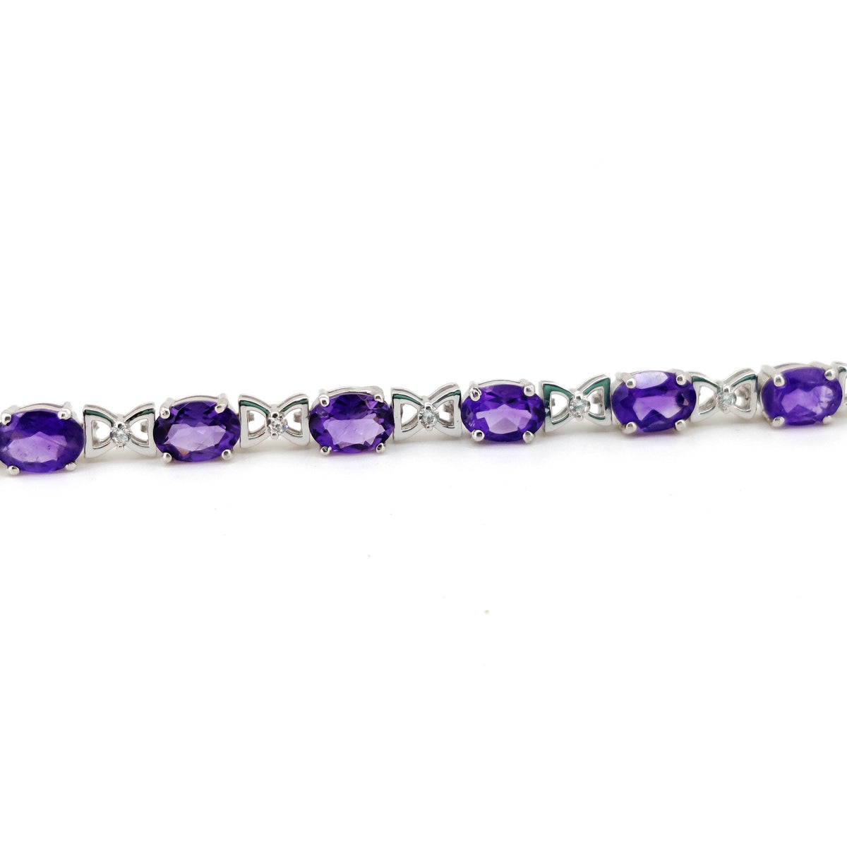 Natural Amethyst Tennis Bracelet, 925 Sterling Silver, Oval Gemstone, February Birthstone