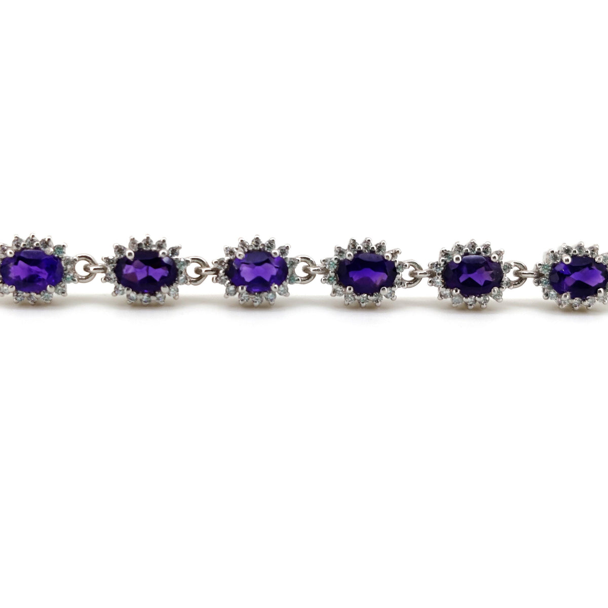 Oval Amethyst Tennis Bracelet, 925 Sterling Silver, February Birthstone Jewelry, Women Gift for Her