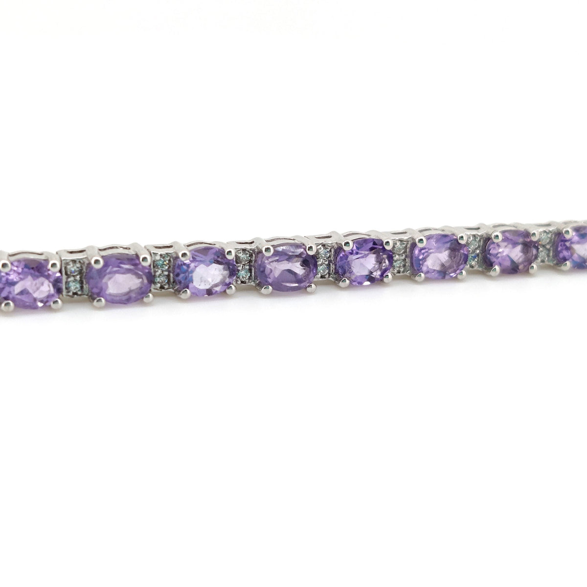 Natural Amethyst Tennis Bracelet-Sterling Silver-Oval Gemstone-February Birthstone, Gift For Her