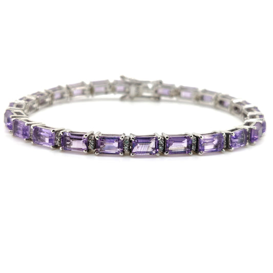 Amethyst Octogen Cut Tennis Bracelet, 925 Sterling Silver, Amethyst Jewelry