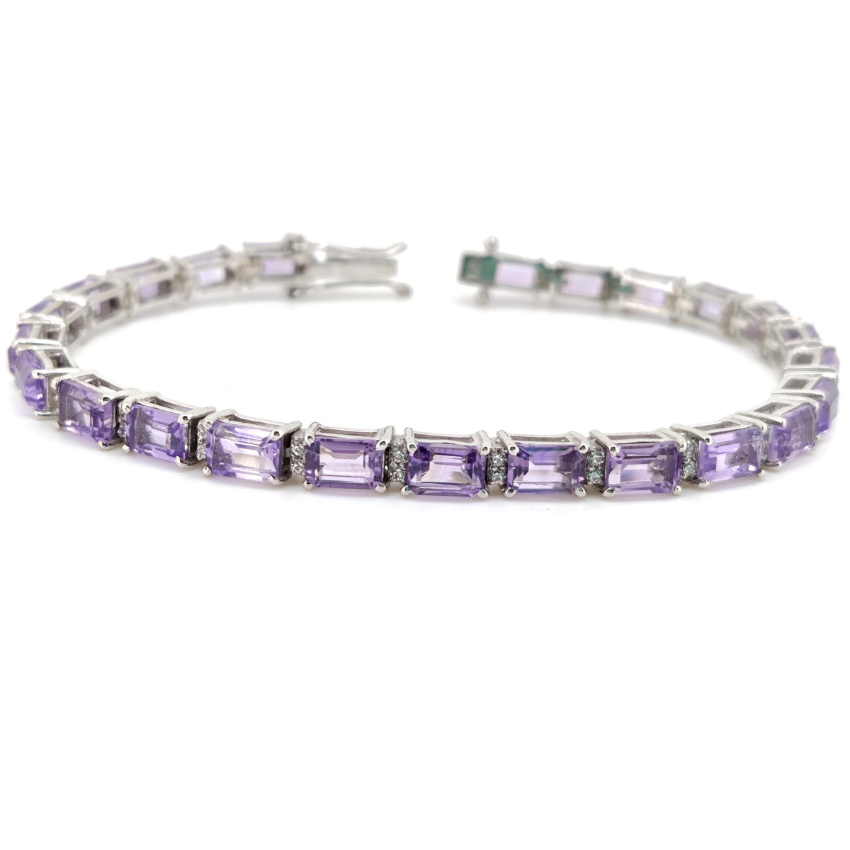 Amethyst Octogen Cut Tennis Bracelet, 925 Sterling Silver, Amethyst Jewelry