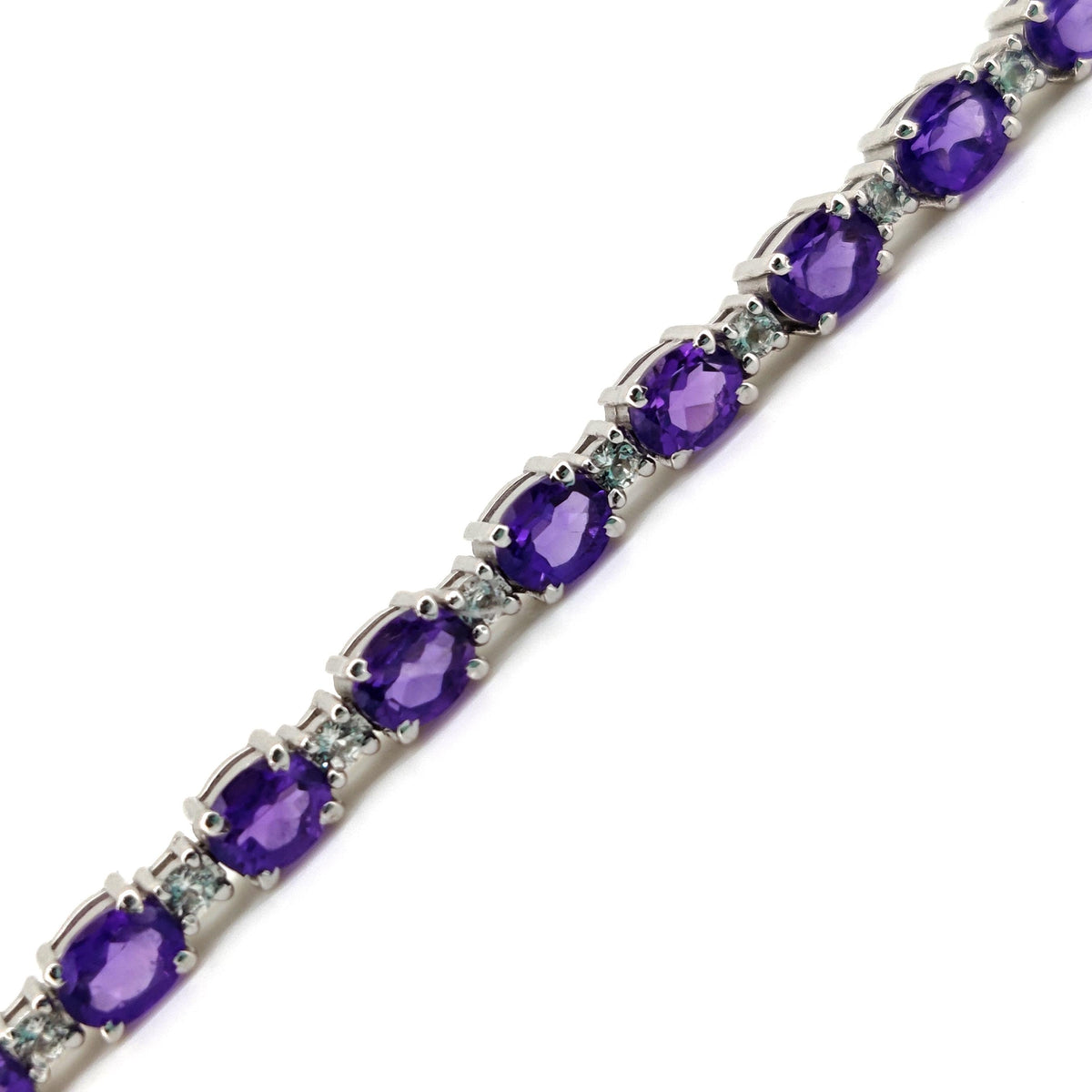 Natural Amethyst Tennis Bracelet-Sterling Silver- Amethyst Jewelry-Oval Gemstone-February Birthstone