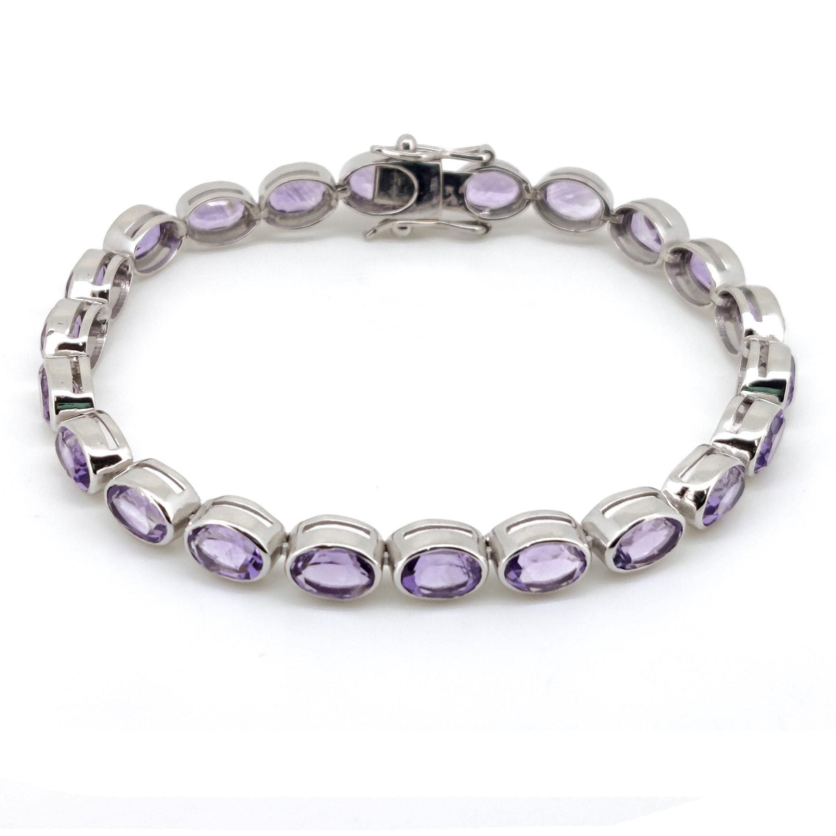 Amethyst Handmade Tennis Bracelet-925 Sterling Silver- Amethyst Jewelry-Oval Purple Gemstone-February Birthstone, Wedding Gift