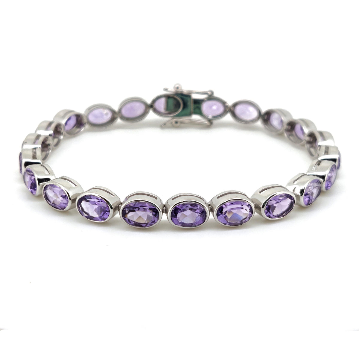 Amethyst Handmade Tennis Bracelet-925 Sterling Silver- Amethyst Jewelry-Oval Purple Gemstone-February Birthstone, Wedding Gift