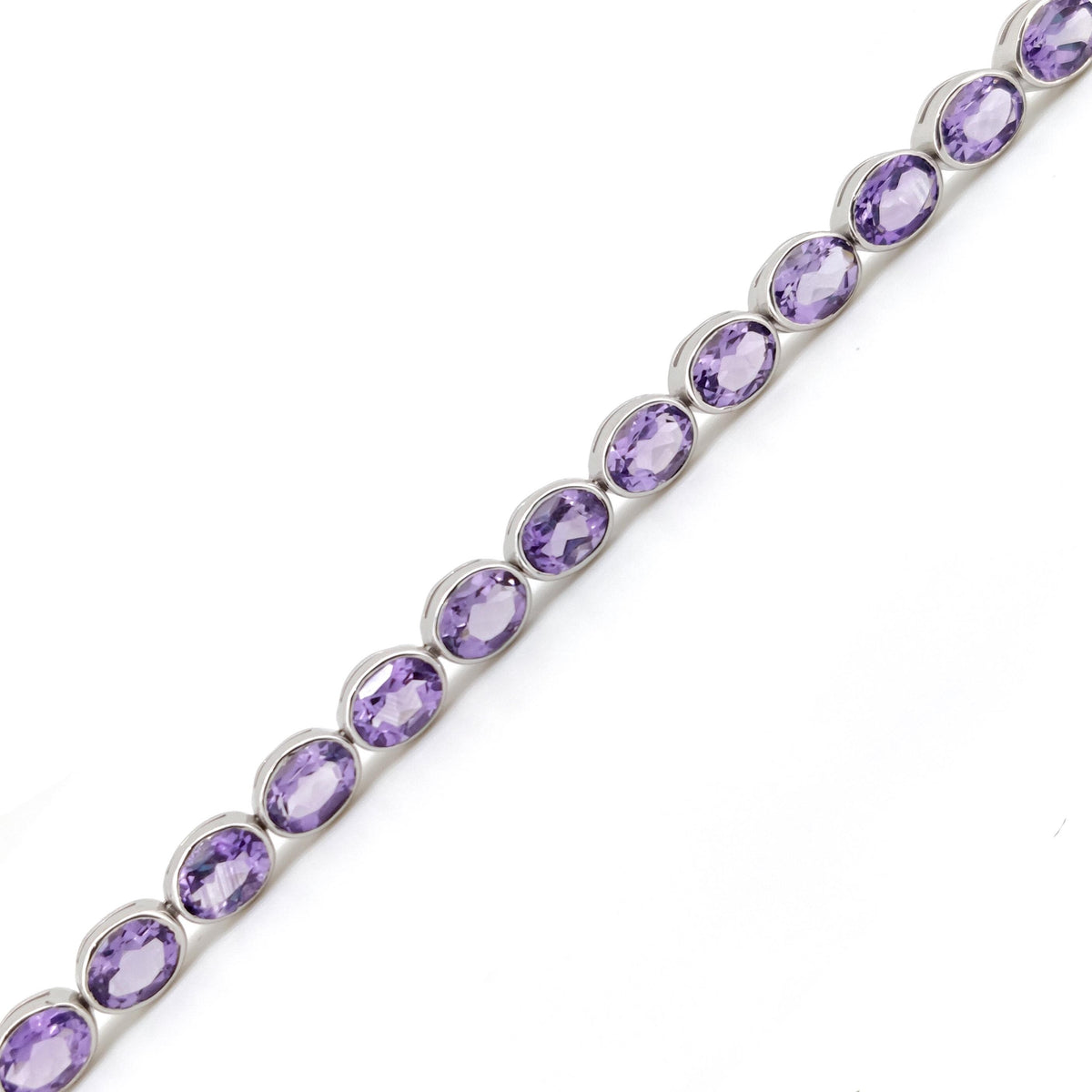Amethyst Handmade Tennis Bracelet-925 Sterling Silver- Amethyst Jewelry-Oval Purple Gemstone-February Birthstone, Wedding Gift