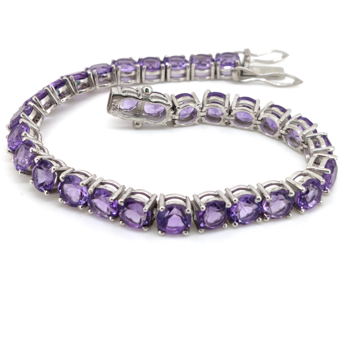 6mm Round Amethyst Tennis Bracelet, Sterling Silver, February Birthstone Jewelry