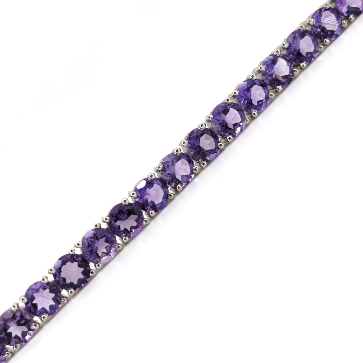 6mm Round Amethyst Tennis Bracelet, Sterling Silver, February Birthstone Jewelry