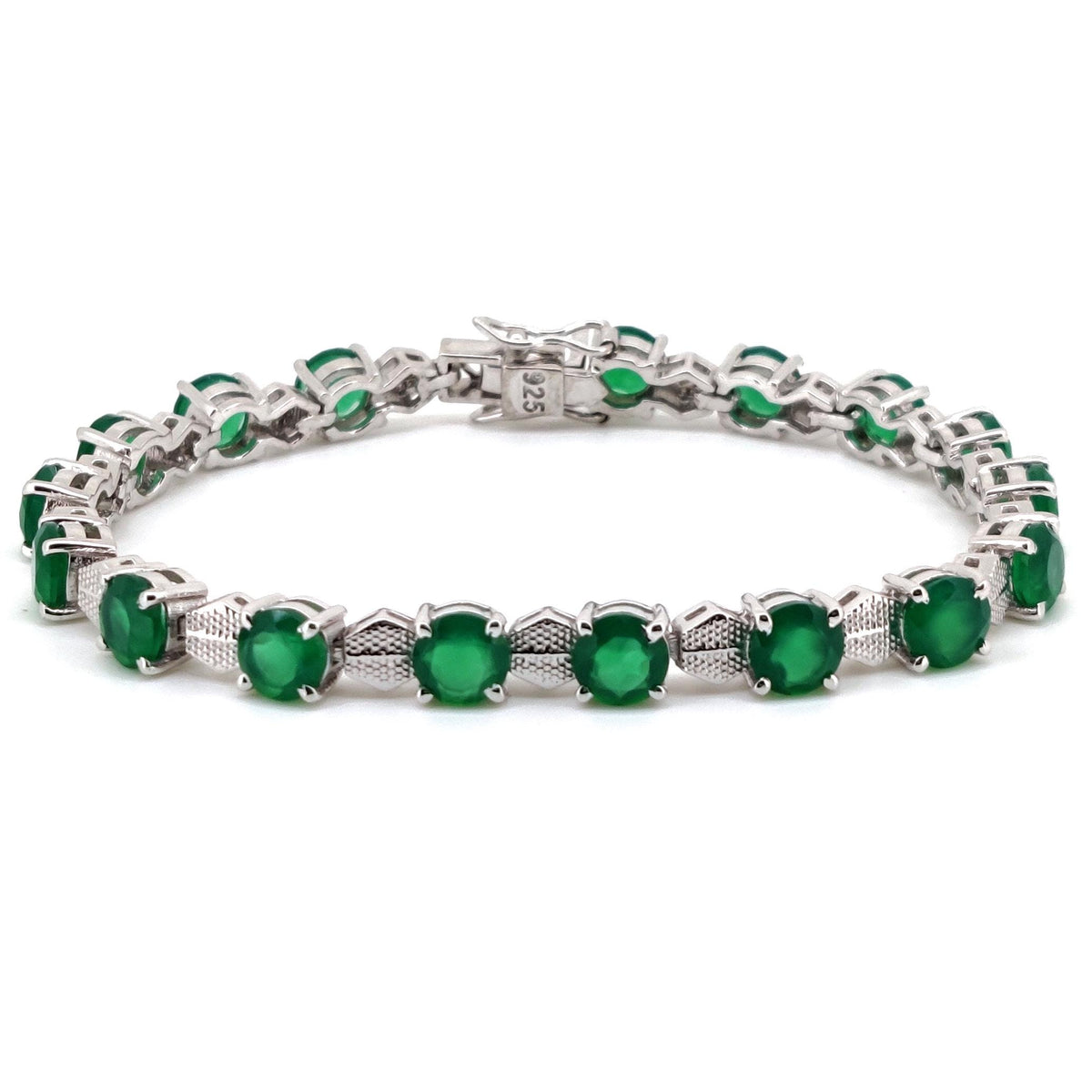 Green Onyx Tennis Bracelet, 925 Sterling Silver, May Birthstone, Dainty Gemstone Jewelry