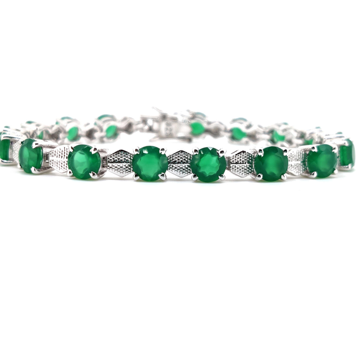 Green Onyx Tennis Bracelet, 925 Sterling Silver, May Birthstone, Dainty Gemstone Jewelry