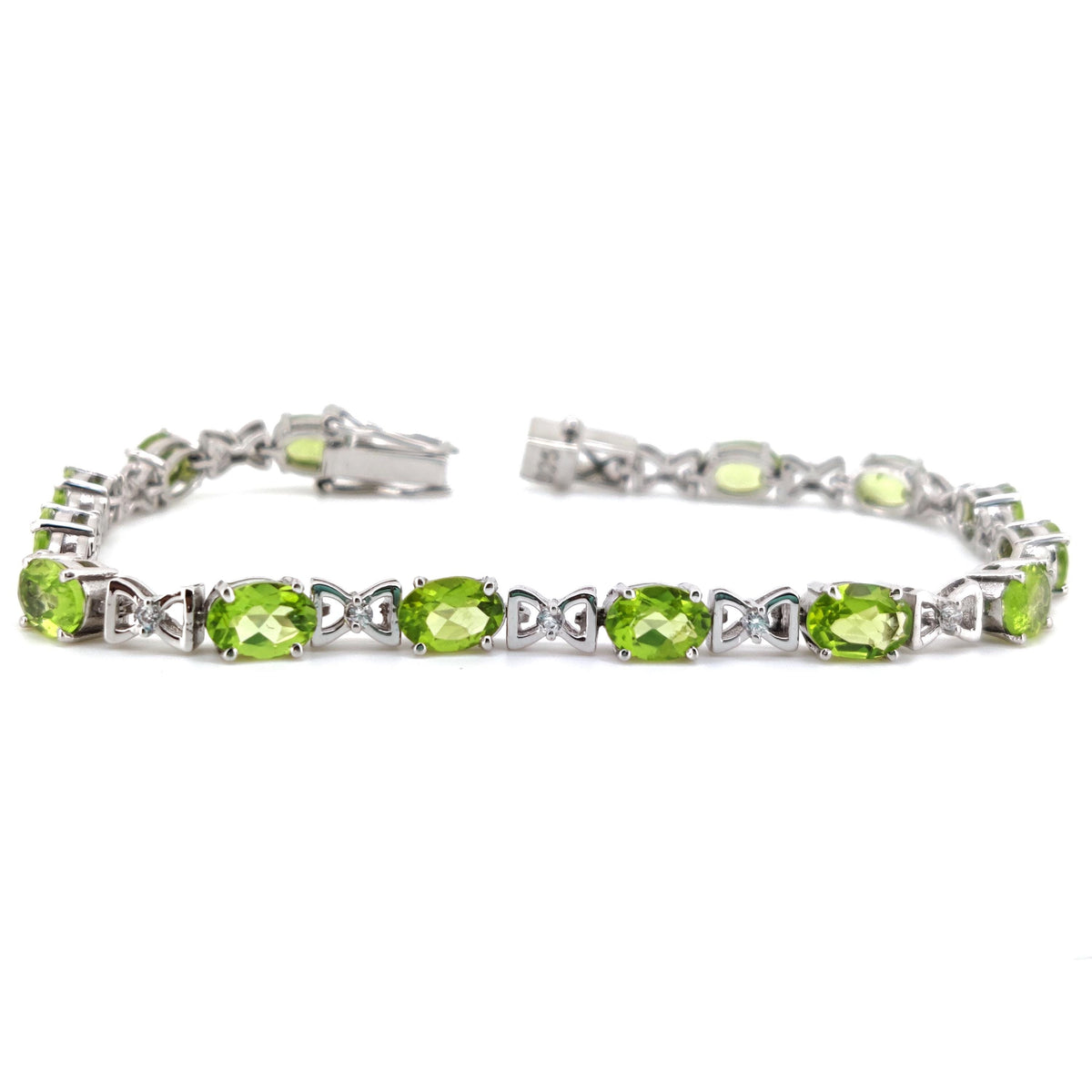 Natural Peridot Tennis Bracelet, Sterling Silver, August Birthstone, Handmade Gemstone Jewelry