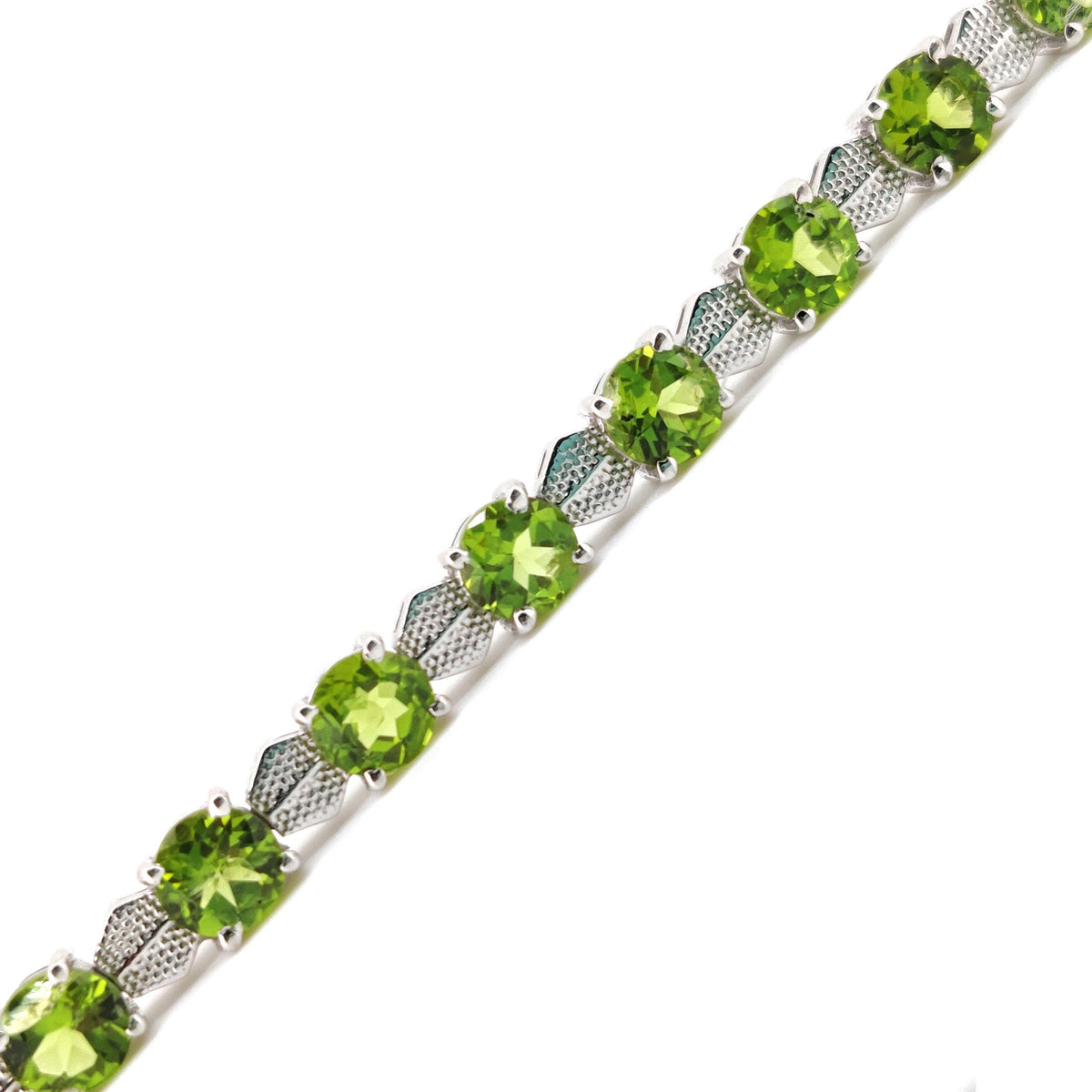 Natural Peridot Tennis Bracelet, Sterling Silver, August Birthstone, Faceted Green Gemstone