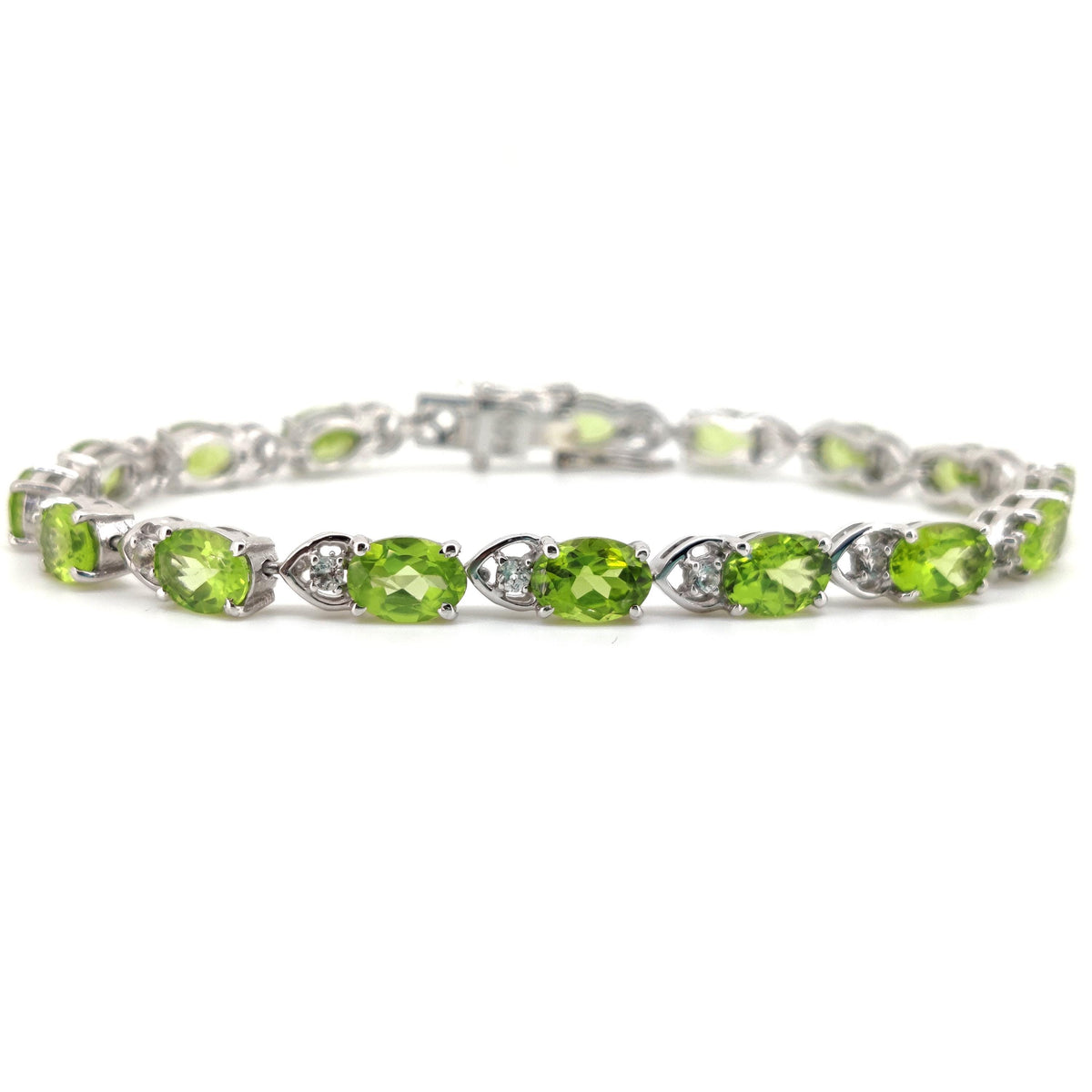 Natural Peridot Tennis Bracelet, Sterling Silver, August Birthstone, Handmade Jewelry
