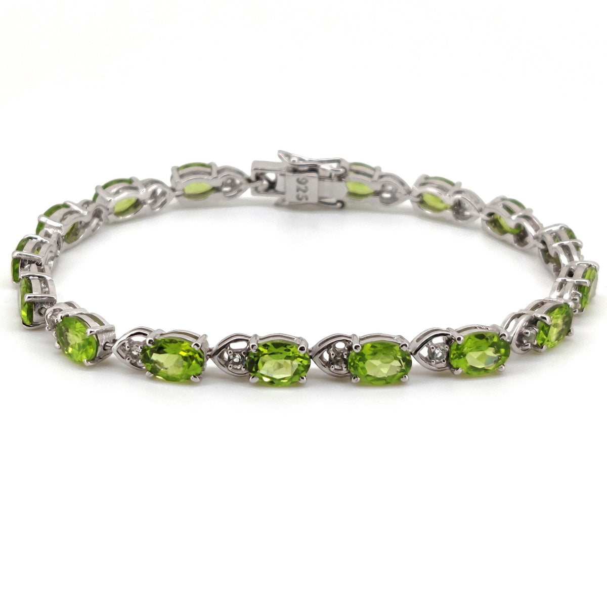 Natural Peridot Tennis Bracelet, Sterling Silver, August Birthstone, Elegant Statement Jewelry