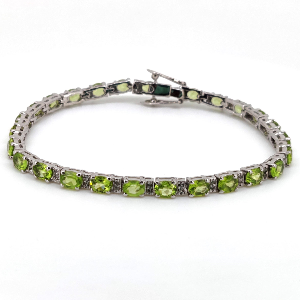 Natural Peridot Tennis Bracelet, Sterling Silver, August Birthstone, Wedding Jewelry