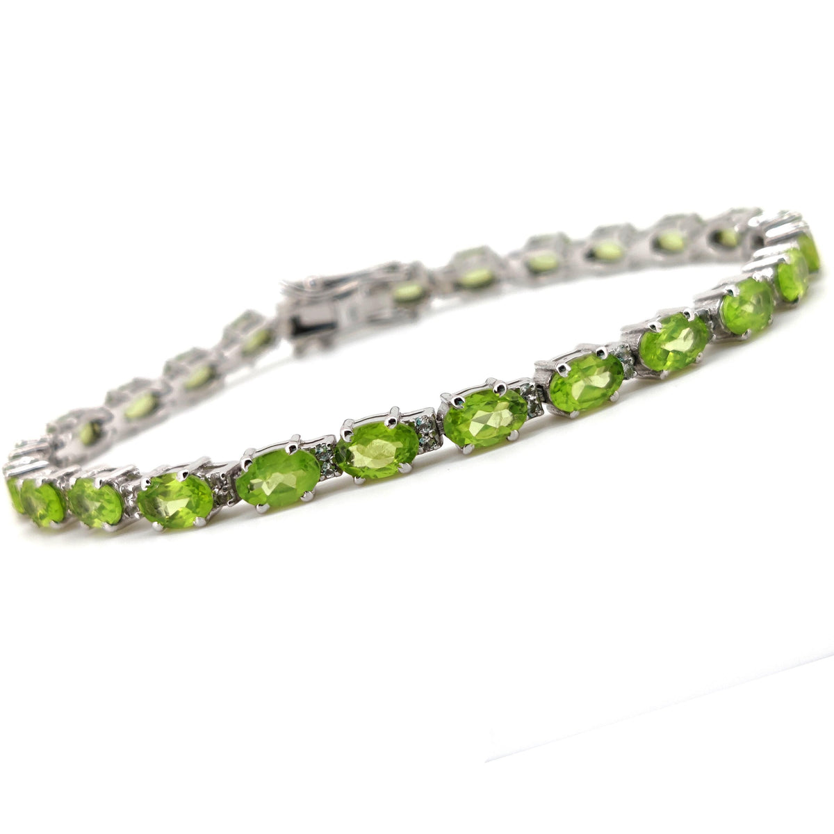 Peridot Tennis Bracelet, 925 Sterling Silver, Oval Green Gemstone, August Birthstone, Handmade Jewelry