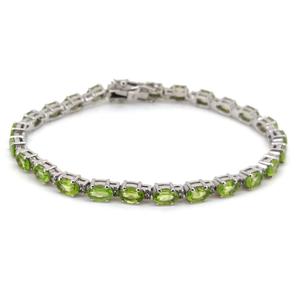 Peridot Tennis Bracelet, 925 Sterling Silver, Oval Green Gemstone, August Birthstone, Handmade Jewelry