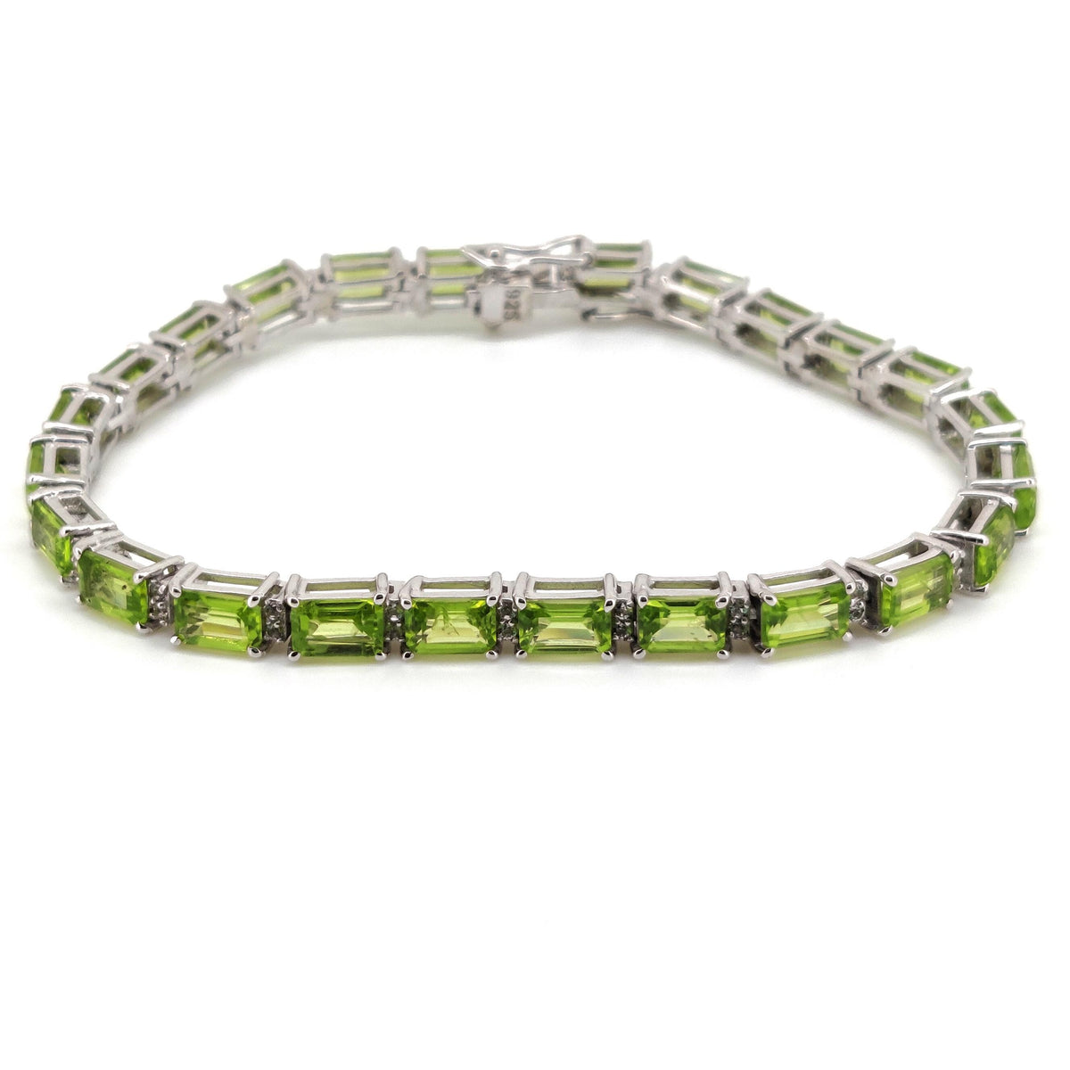 Handmade Sterling Silver Peridot Tennis Bracelet, August Birthstone Jewelry
