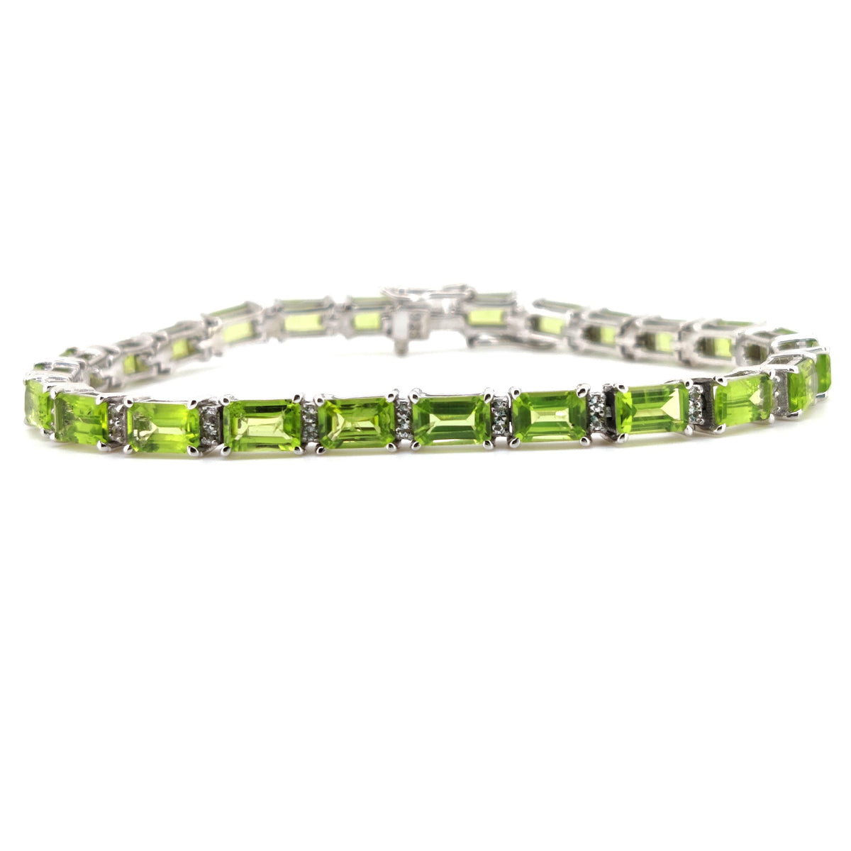 Handmade Sterling Silver Peridot Tennis Bracelet, August Birthstone Jewelry