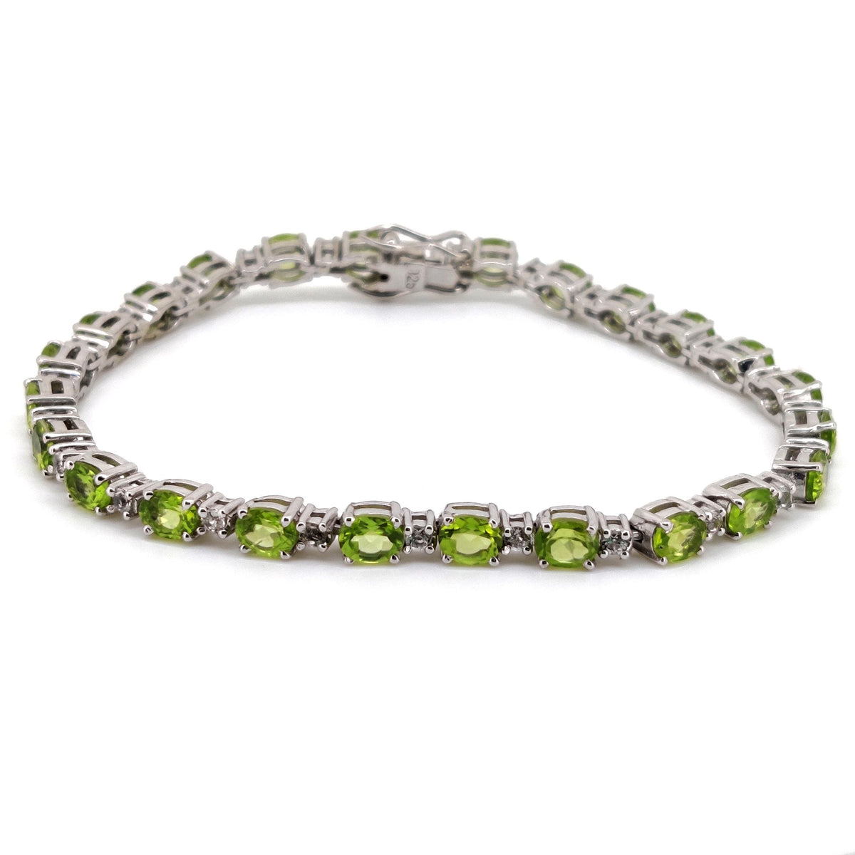Natural Peridot Tennis Bracelet, 925 Sterling Silver, August Birthstone Jewelry