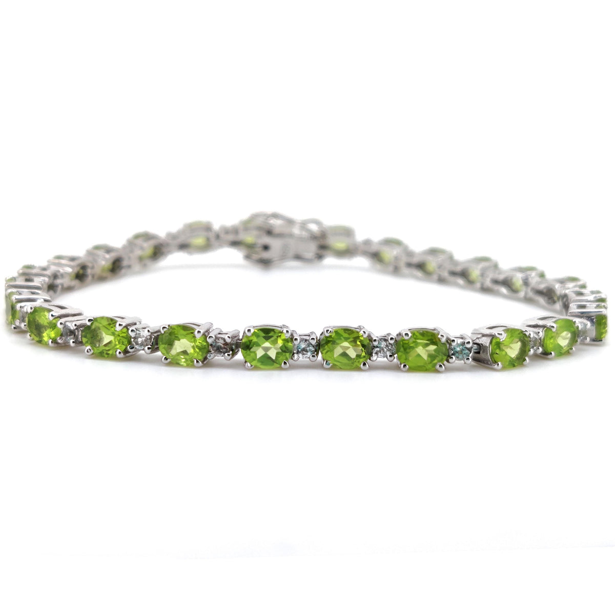 Natural Peridot Tennis Bracelet, 925 Sterling Silver, August Birthstone Jewelry