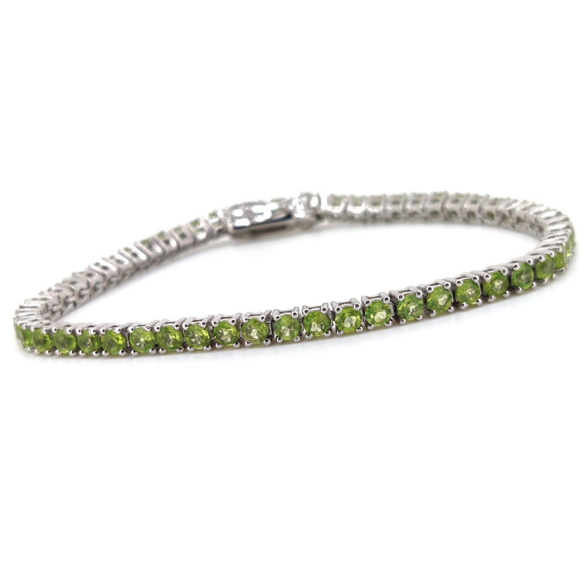 Natural Peridot Tennis Bracelet, Sterling Silver, August Birthstone, Elegant Gemstone Jewelry