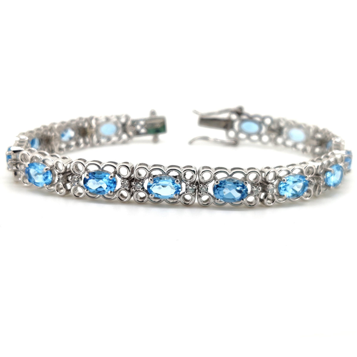 Oval Swiss Blue Topaz Tennis Bracelet | 925 Sterling Silver, 5x7mm Gemstone, December Birthstone