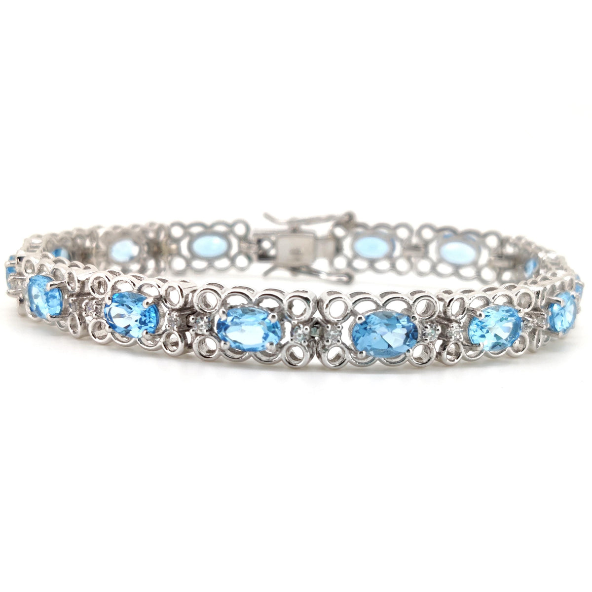 Oval Swiss Blue Topaz Tennis Bracelet | 925 Sterling Silver, 5x7mm Gemstone, December Birthstone