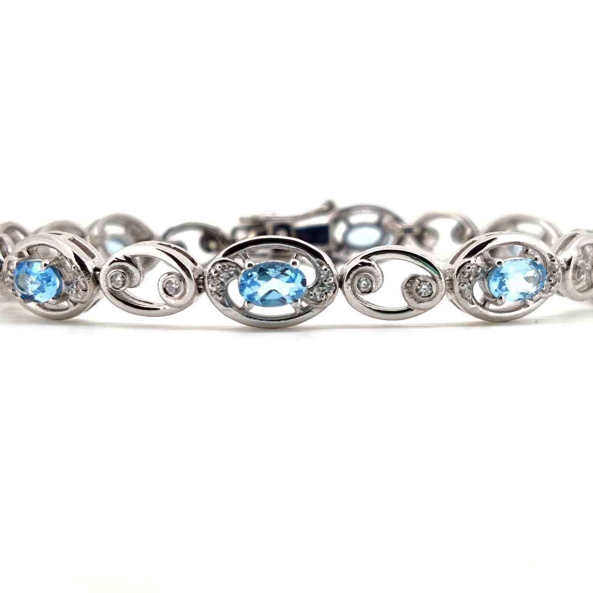 Natural Swiss Blue Topaz Tennis Bracelet, 925 Sterling Silver, December Birthstone Elegance
