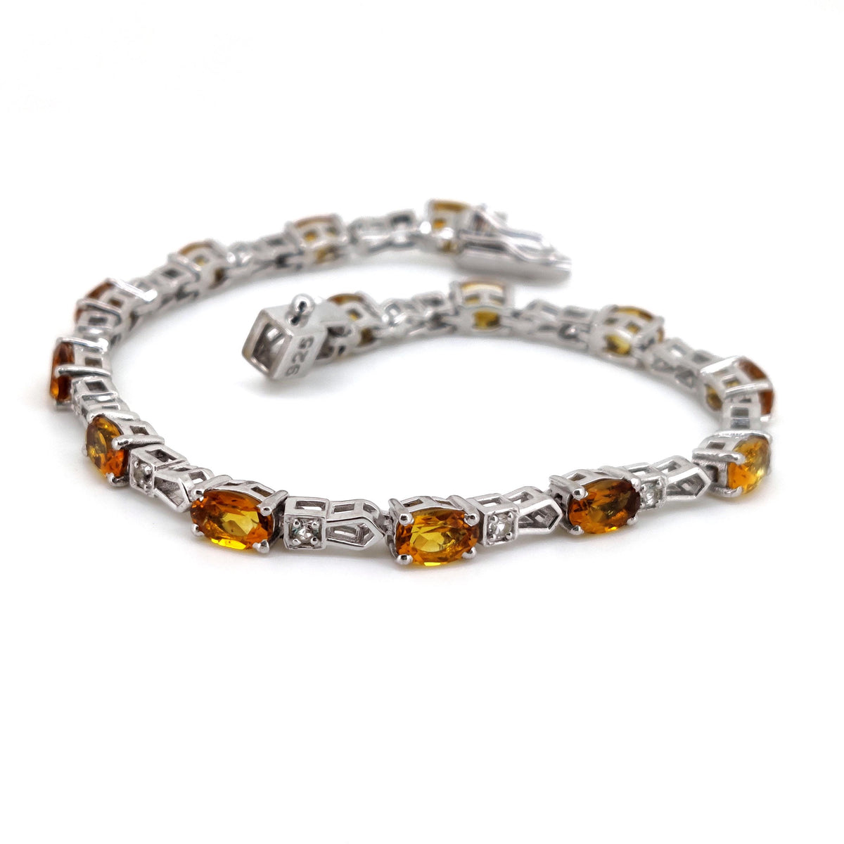 Natural Citrine Oval Cut Tennis Bracelet, 925 Sterling Silver, November Birthstone