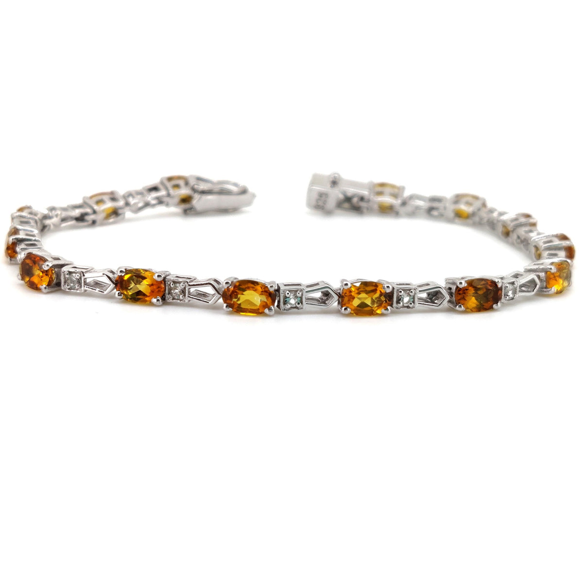 Natural Citrine Oval Cut Tennis Bracelet, 925 Sterling Silver, November Birthstone