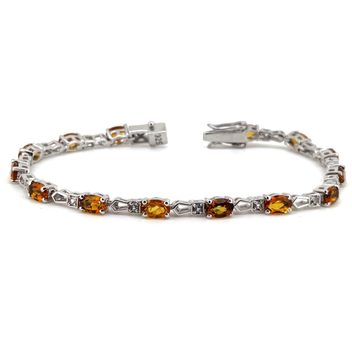 Natural Citrine Oval Cut Tennis Bracelet, 925 Sterling Silver, November Birthstone Jewelry