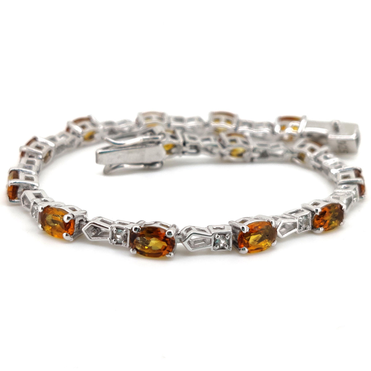 Natural Citrine Oval Cut Tennis Bracelet, 925 Sterling Silver, November Birthstone Jewelry