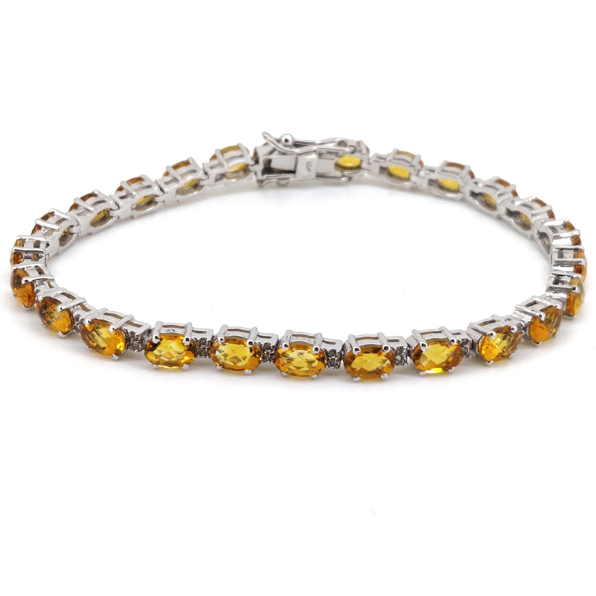 Natural Citrine Oval Tennis Bracelet, 925 Sterling Silver, November Birthstone Jewelry