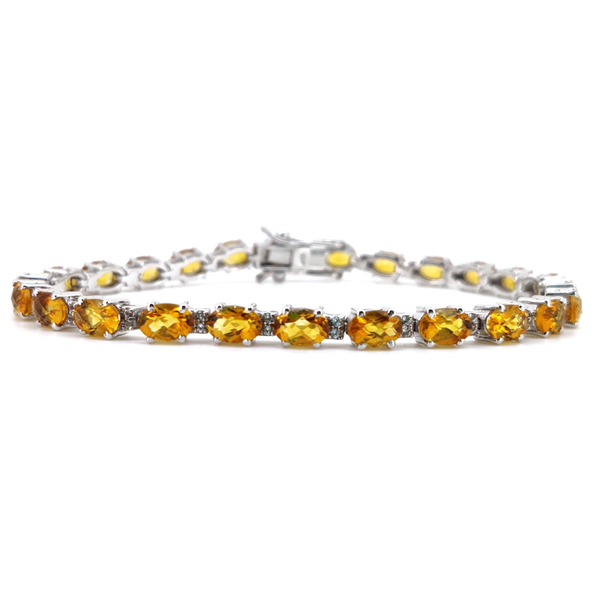 Natural Citrine Oval Tennis Bracelet, 925 Sterling Silver, November Birthstone Jewelry