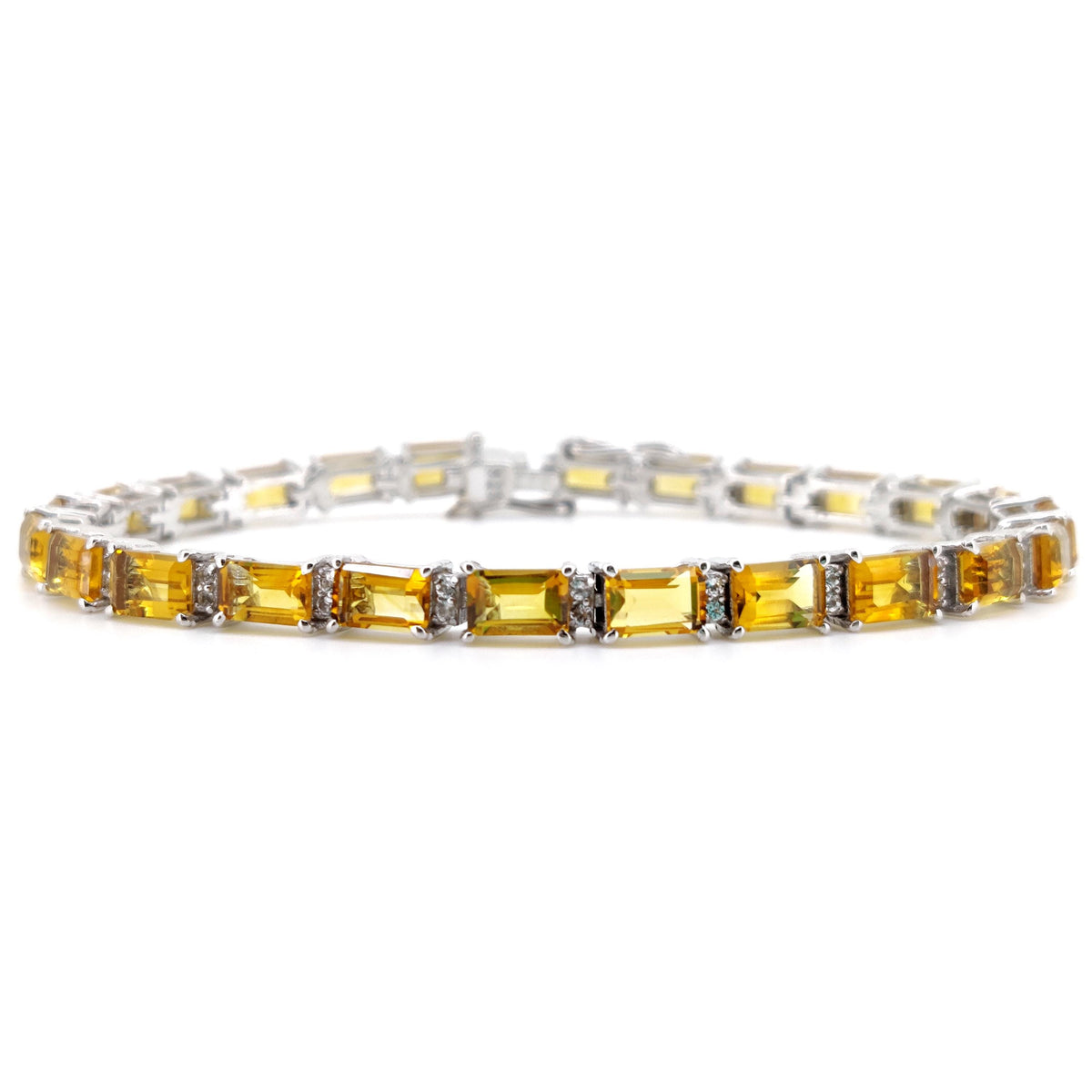 Natural Citrine Octagon Cut Tennis Bracelet, 925 Sterling Silver, November Birthstone Jewelry