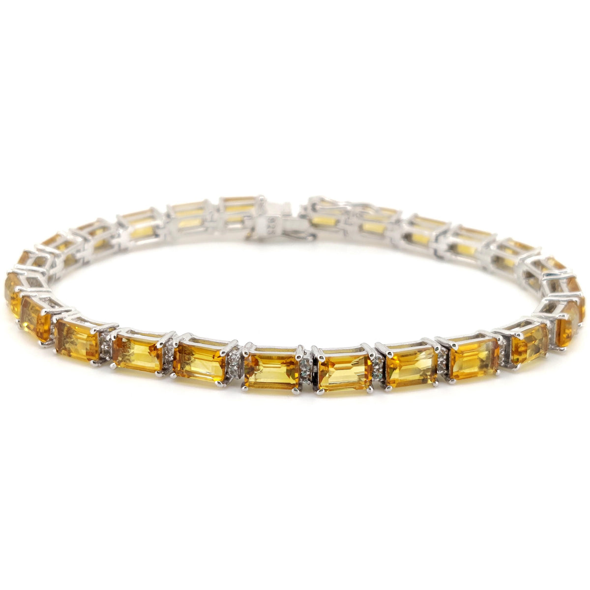 Natural Citrine Octagon Cut Tennis Bracelet, 925 Sterling Silver, November Birthstone Jewelry