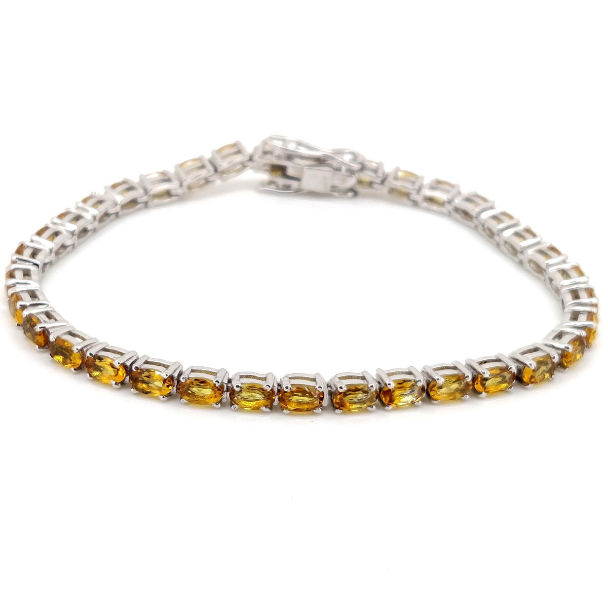 Natural Citrine Oval Cut Tennis Bracelet, Sterling Silver, November Birthstone Jewelry