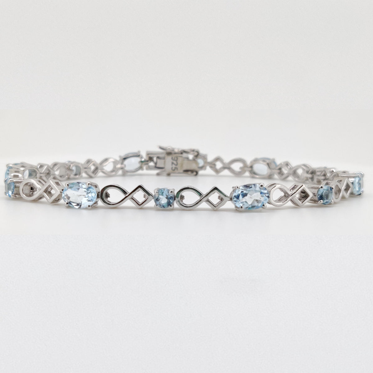 Sterling Silver Blue Topaz Tennis Bracelet, December Birthstone Jewelry