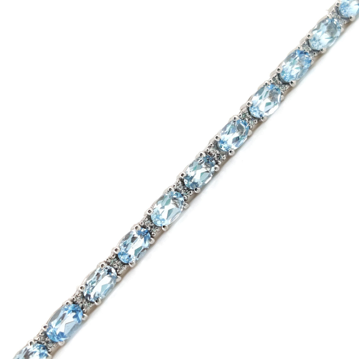 Natural Blue Topaz Tennis Bracelet, Sterling Silver, December Birthstone, Oval Gemstone Jewelry