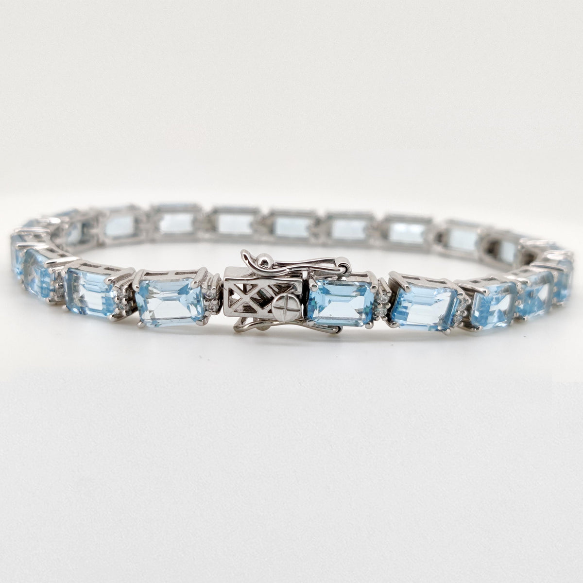 Natural Blue Topaz Tennis Bracelet, Sterling Silver, December Birthstone, Elegant Gemstone Jewelry