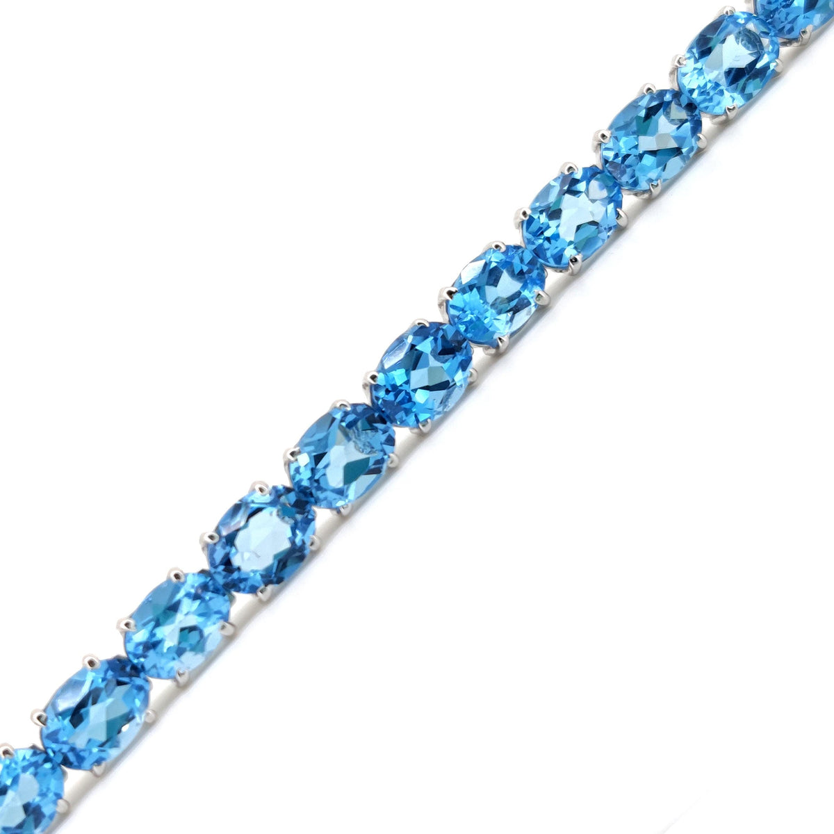 Oval Swiss Blue Topaz Tennis Bracelet, Sterling Silver, December Birthstone, Minimalist Jewelry