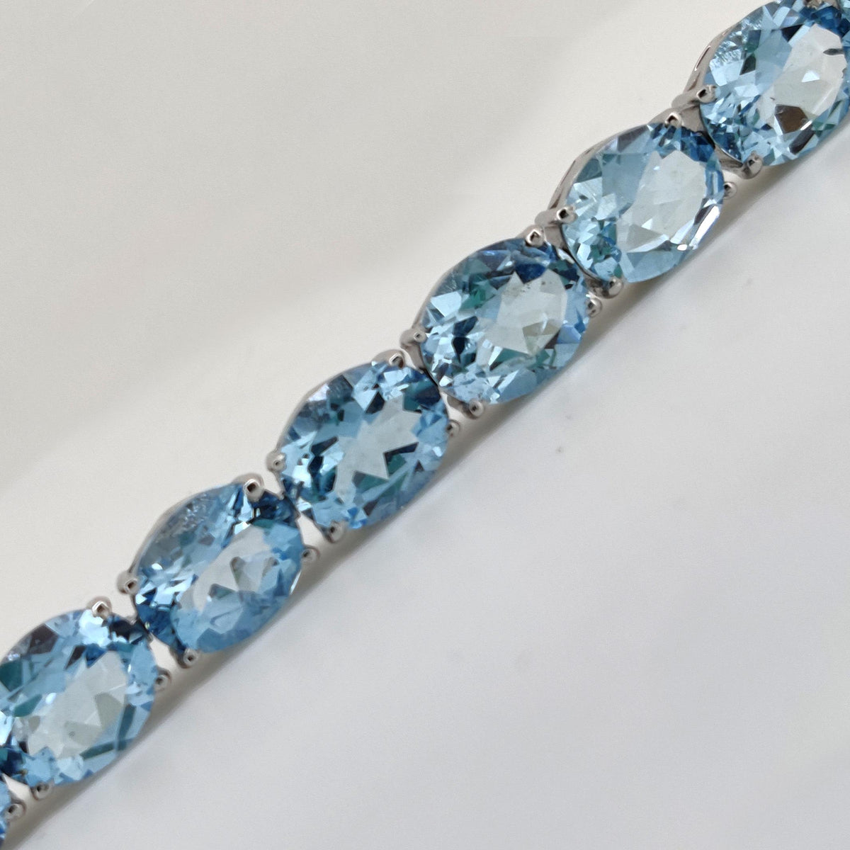 Natural Blue Topaz Sterling Silver Tennis Bracelet, December Birthstone, Minimalist Jewelry