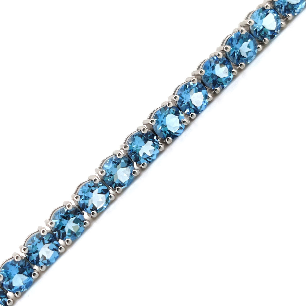 Natural Blue Topaz Tennis Bracelet, Sterling Silver, December Birthstone, Women's Jewelry