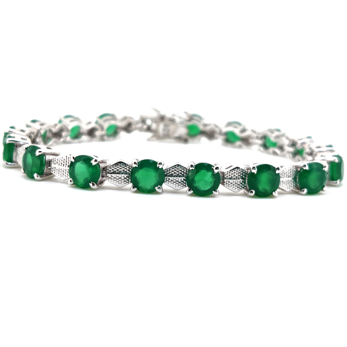 Green Onyx Tennis Bracelet, 925 Sterling Silver, May Birthstone, Dainty Gemstone Jewelry