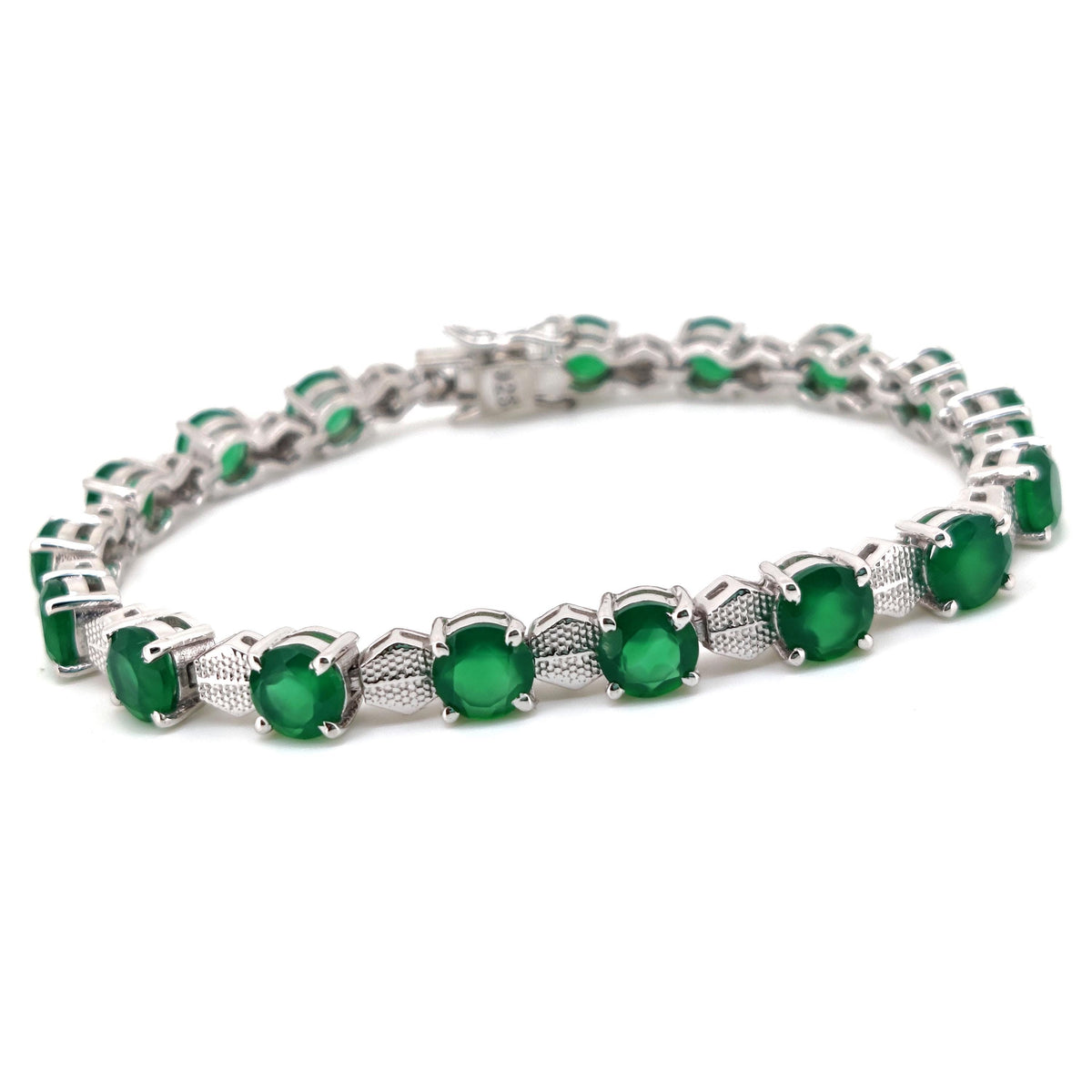 Green Onyx Tennis Bracelet, 925 Sterling Silver, May Birthstone, Dainty Gemstone Jewelry