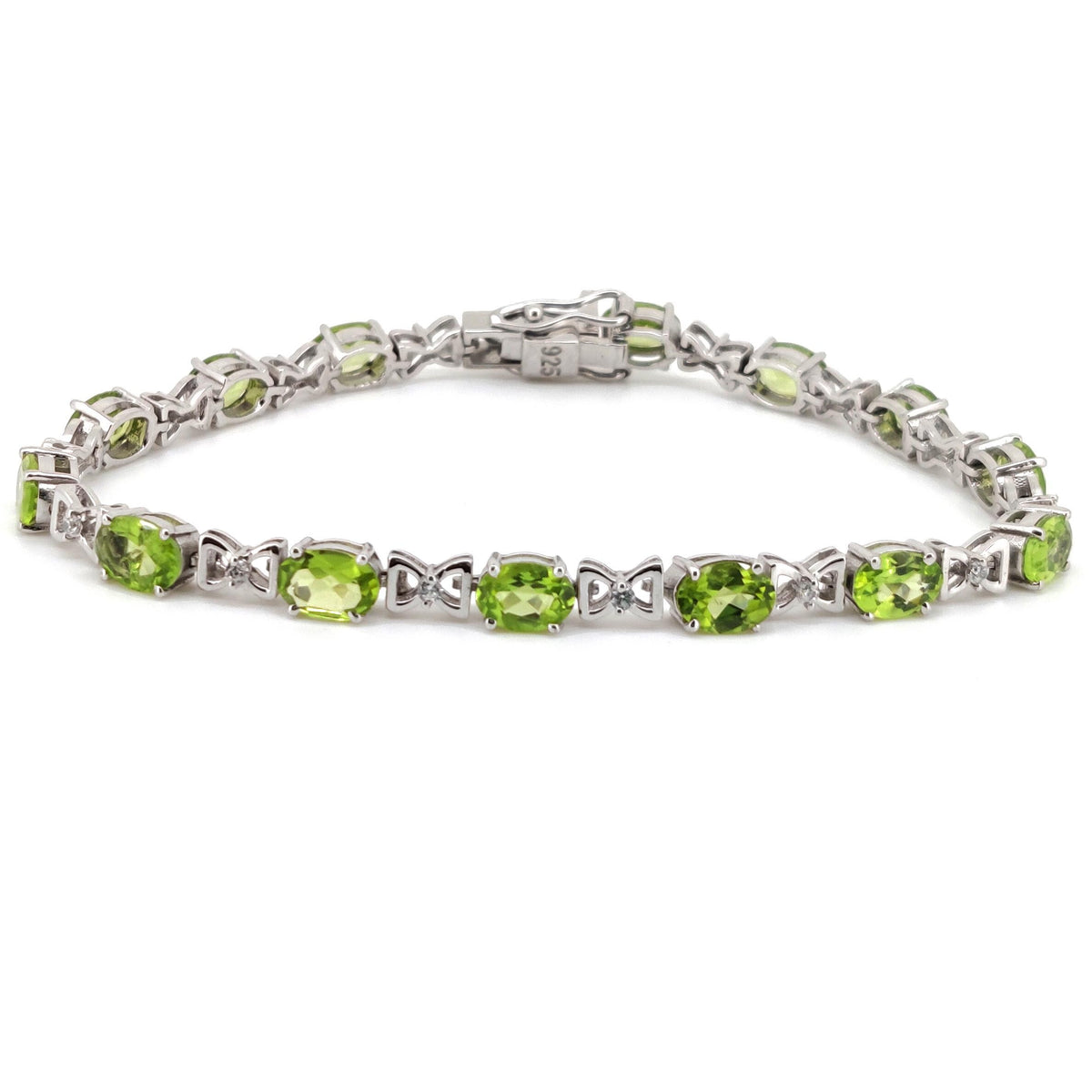 Natural Peridot Tennis Bracelet, Sterling Silver, August Birthstone, Handmade Gemstone Jewelry