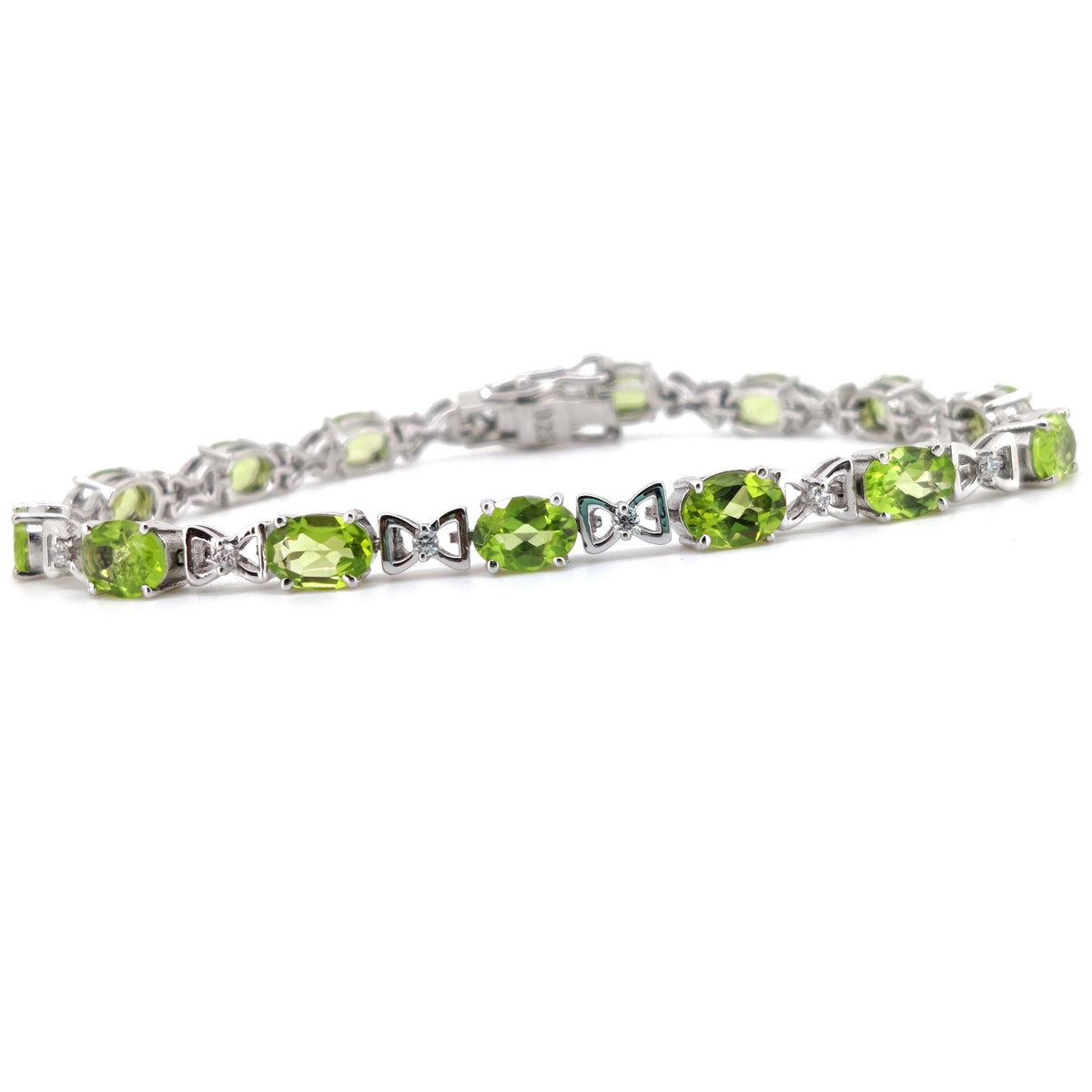 Natural Peridot Tennis Bracelet, Sterling Silver, August Birthstone, Handmade Gemstone Jewelry