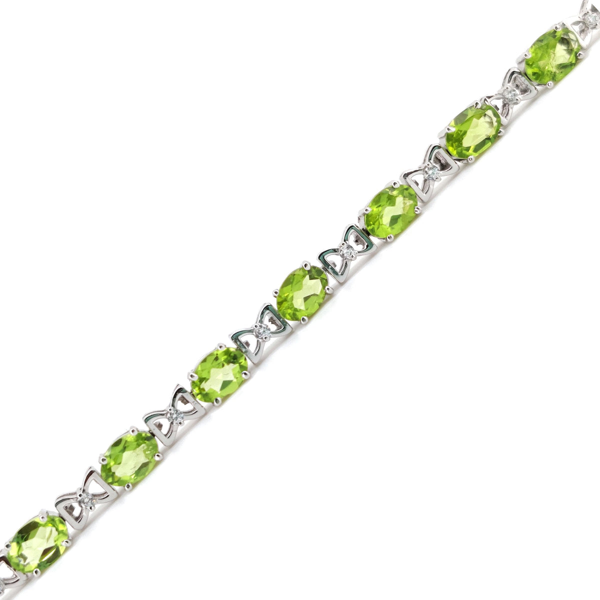 Natural Peridot Tennis Bracelet, Sterling Silver, August Birthstone, Handmade Gemstone Jewelry