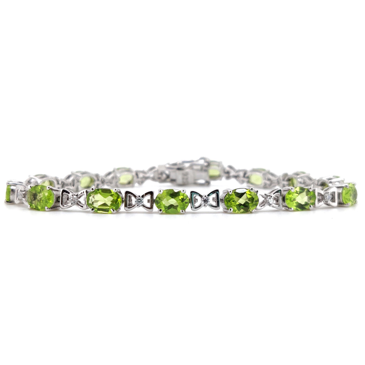 Natural Peridot Tennis Bracelet, Sterling Silver, August Birthstone, Handmade Gemstone Jewelry